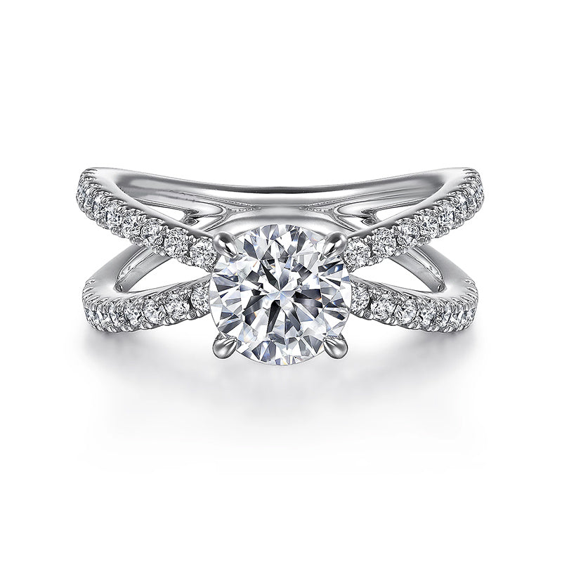 Moissanite Criss Cross Pave Engagement Ring