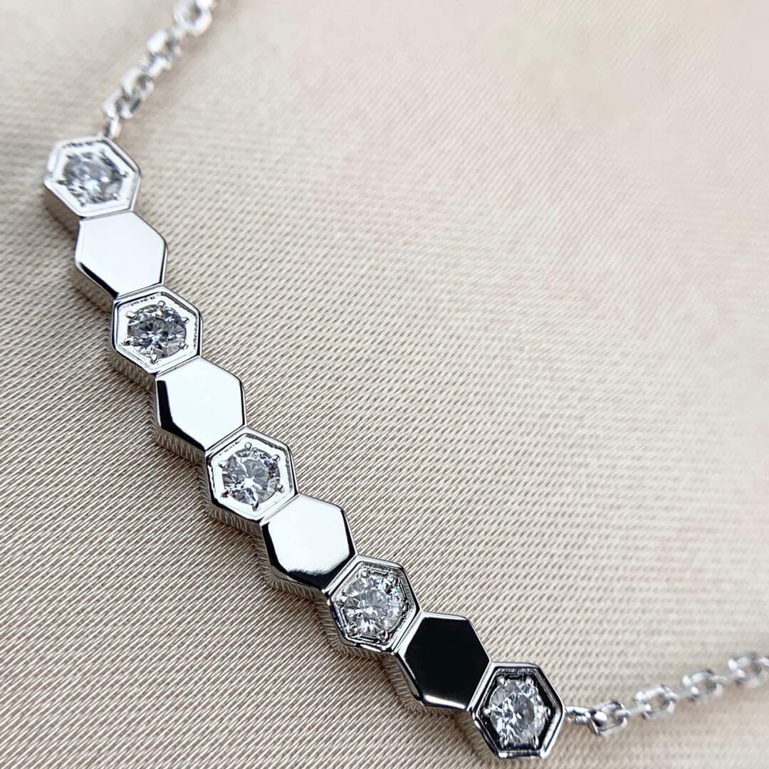 Moissanite Honeycomb Sterling Silver Necklace