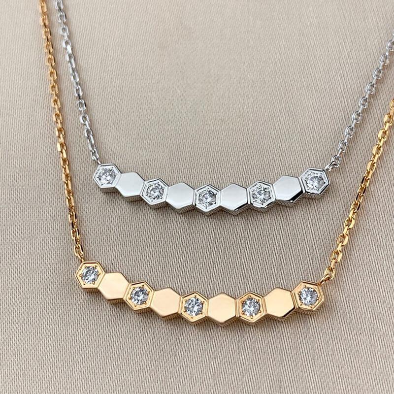 Moissanite Honeycomb Sterling Silver Necklace