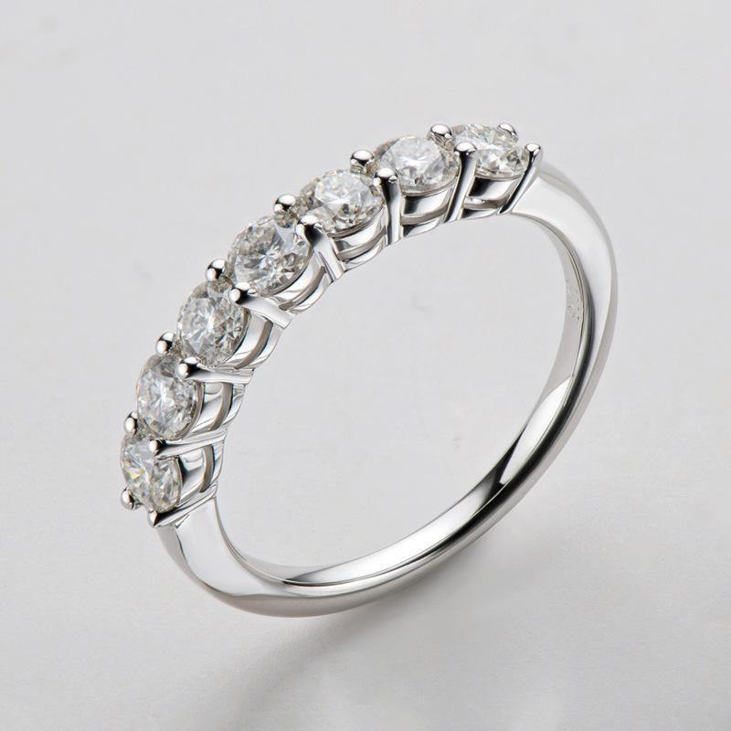 Round Moissanite Sterling Silver Wedding Band Stackable Ring