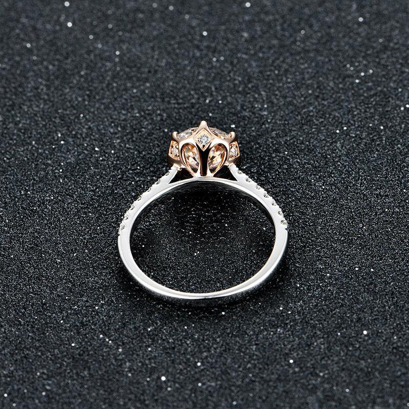 Moissanite Luxury Two Tone Torch Pave Sterling Silver Ring