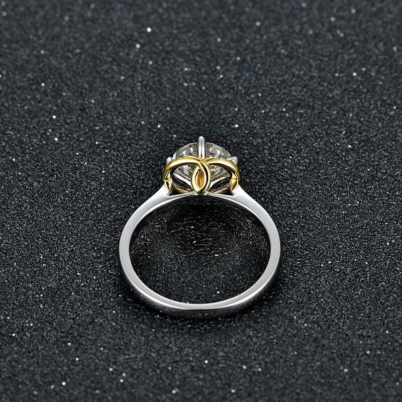 Moissanite Luxury Two Tone Halo Sterling Silver Ring