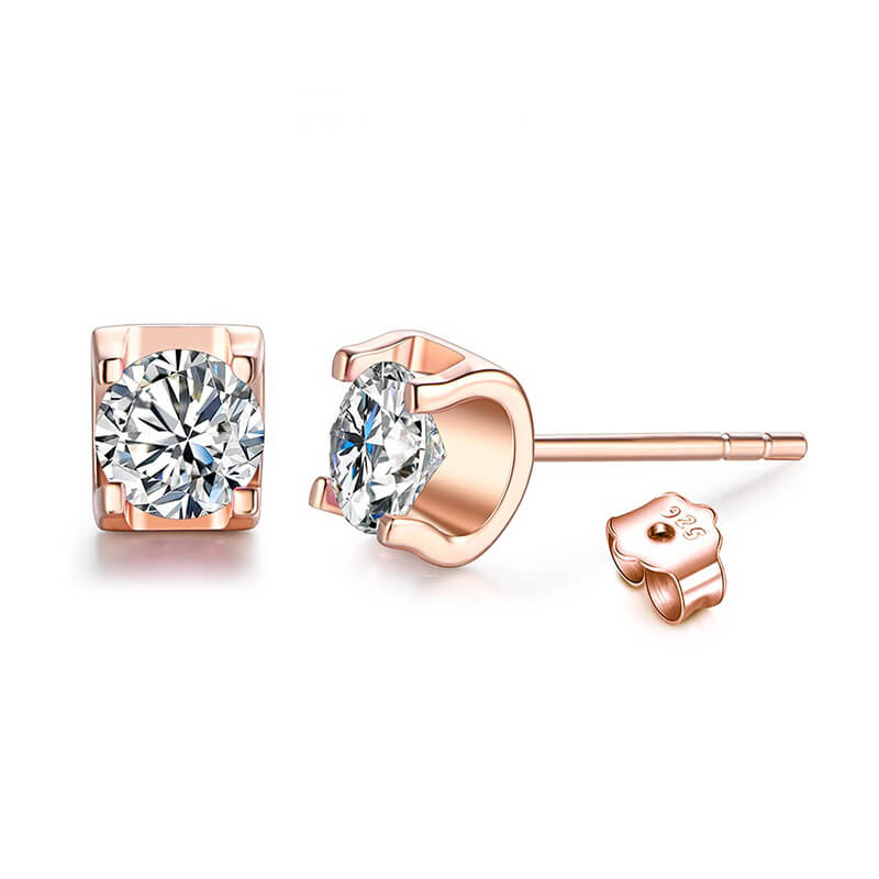 Moissanite Series Sweet Cube Sugar Sterling Silver Stud Earrings