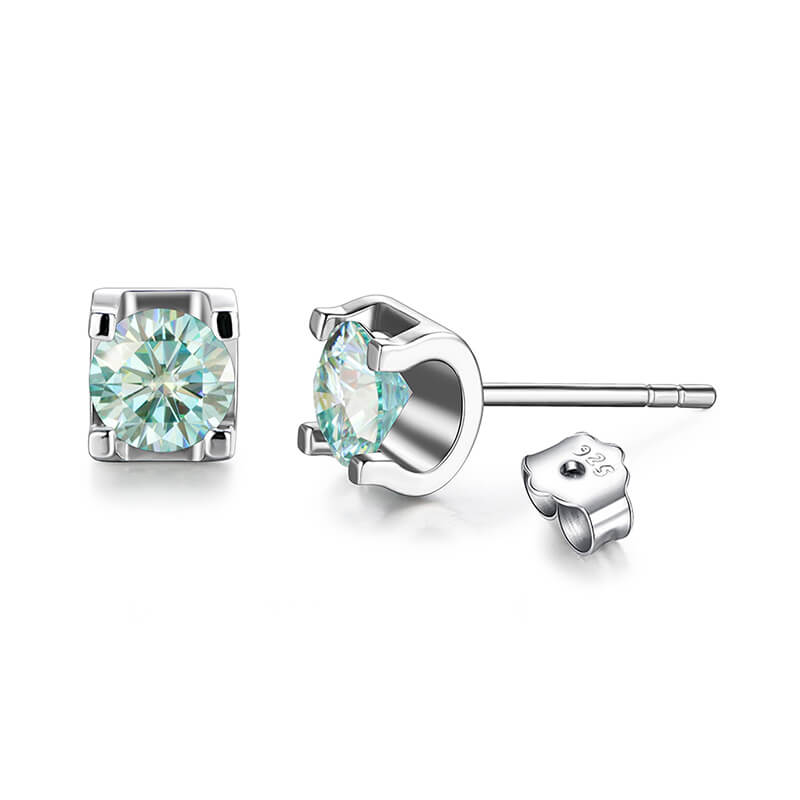 Moissanite Series Sweet Cube Sugar Sterling Silver Stud Earrings