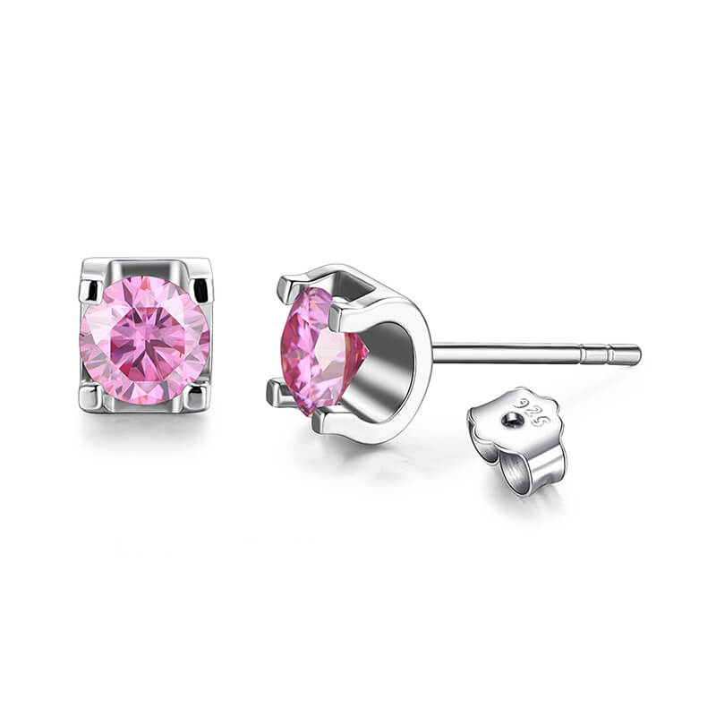 Moissanite Series Sweet Cube Sugar Sterling Silver Stud Earrings