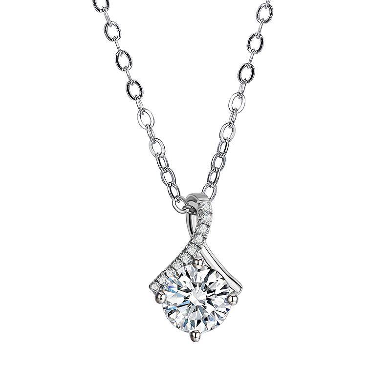 Moissanite fashion fork sterling silver necklace