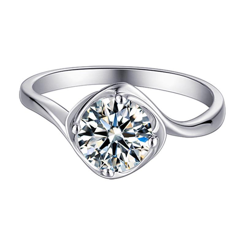 Solitaire Round Moissanite Flower Bud Engagement Ring