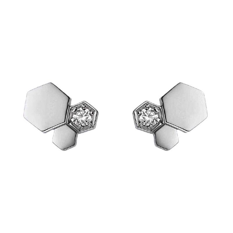 Moissanite honeycomb sterling silver earrings