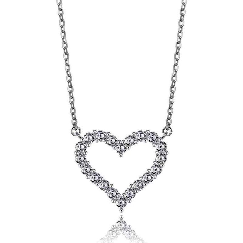 Moissanite love heart sterling silver necklace