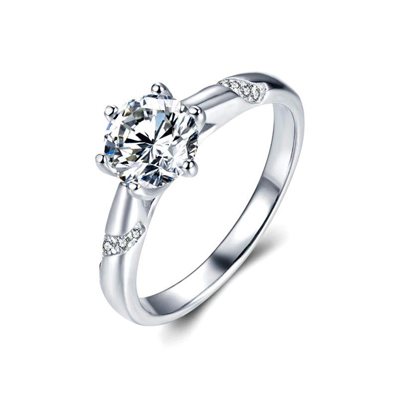 Moissanite Series Fashion Six Prong Sterling Silver Engagement Ring