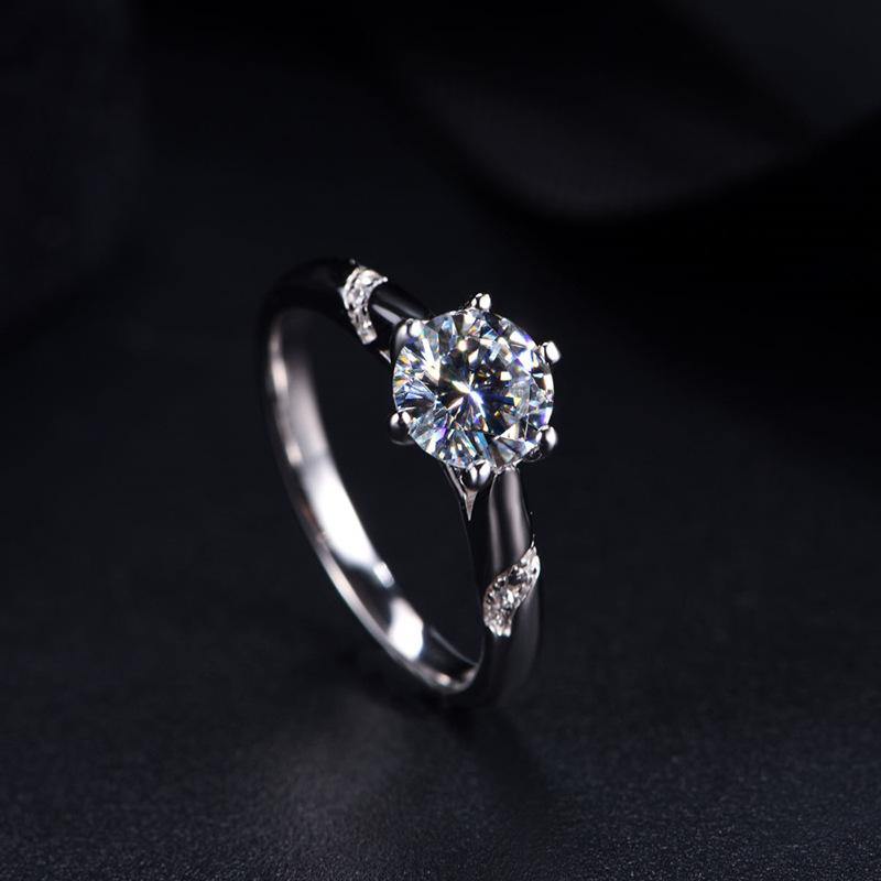 Moissanite Series Fashion Six Prong Sterling Silver Engagement Ring