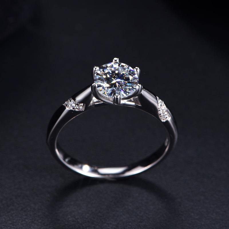 Moissanite Series Fashion Six Prong Sterling Silver Engagement Ring