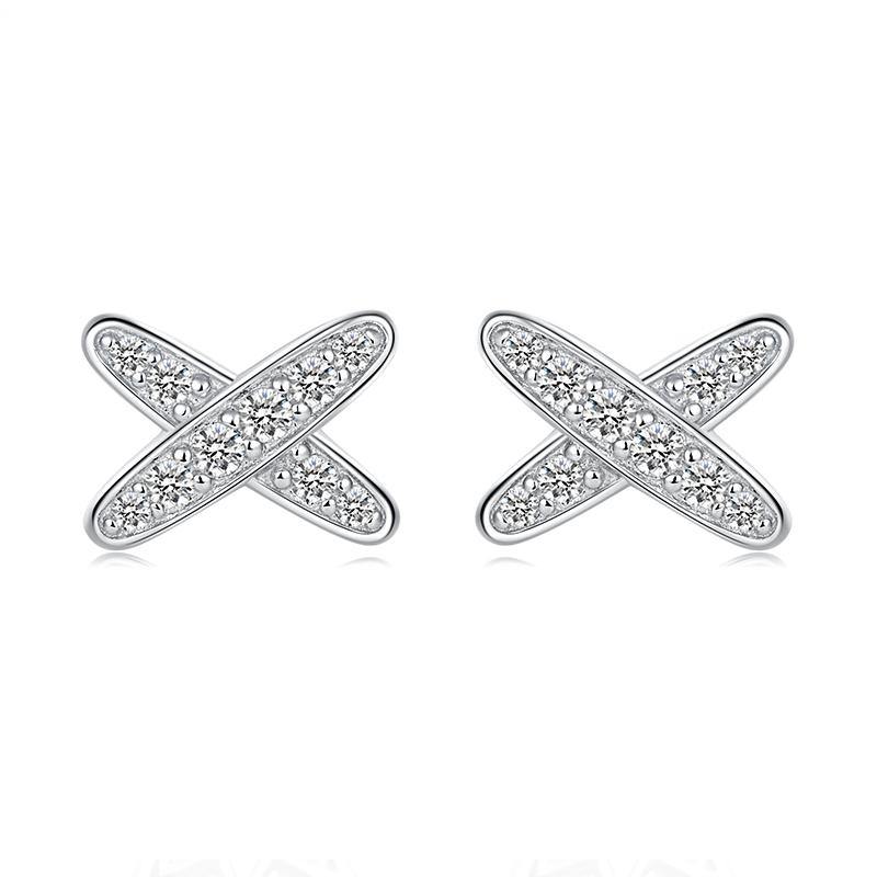 Moissanite x-shaped sterling silver earrings