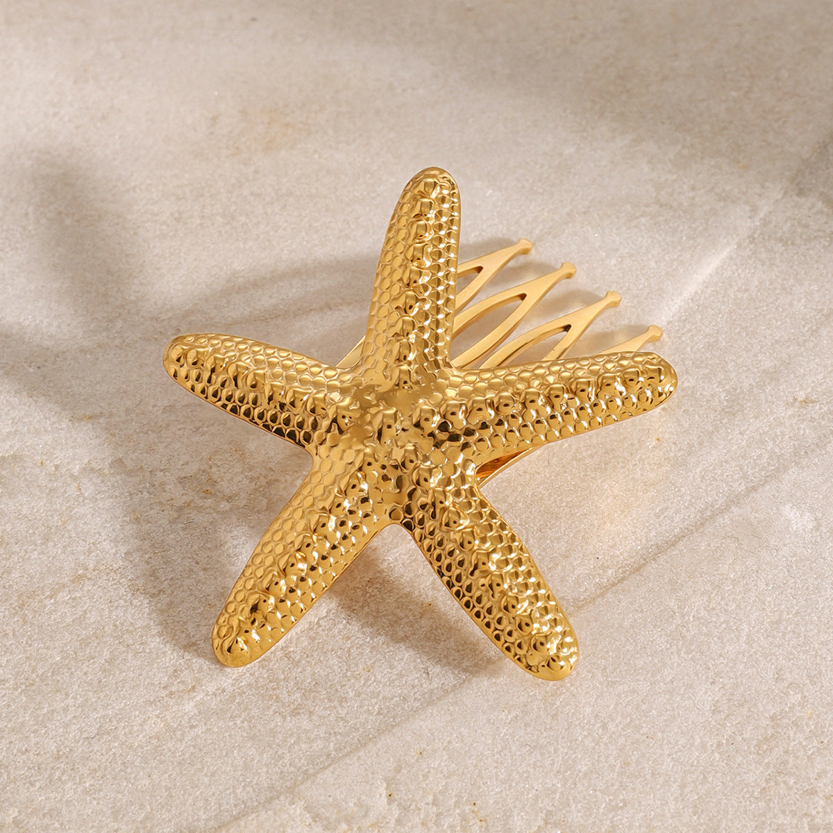 Dewdrop Starfish Gold Hair Comb