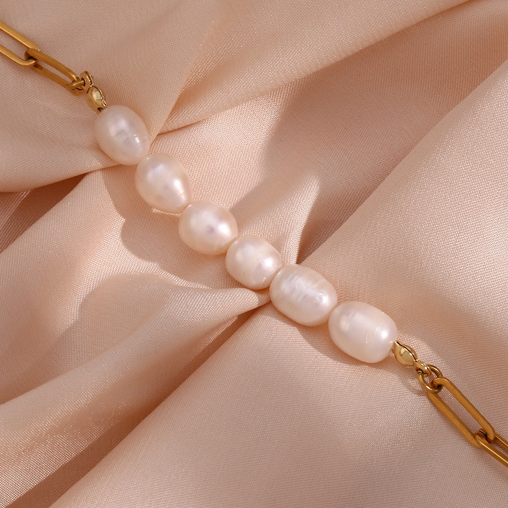 Mary Paperclip Chain Pearl Bracelet