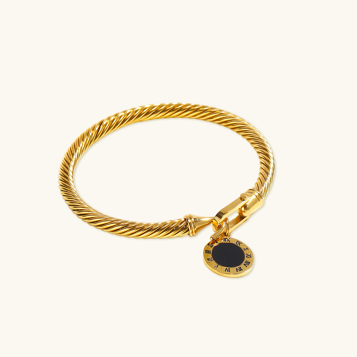 Onyx Pendant Bracelet - Gold