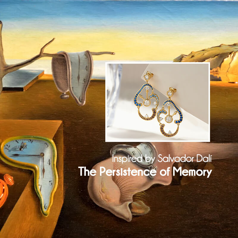 Paintings "The Persistence of Memory" Inspired Moissanite Clock Drop Earrings