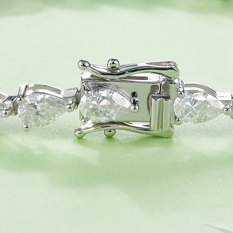 Pear Cut Moissanite Tennis Sterling Silver Bracelet