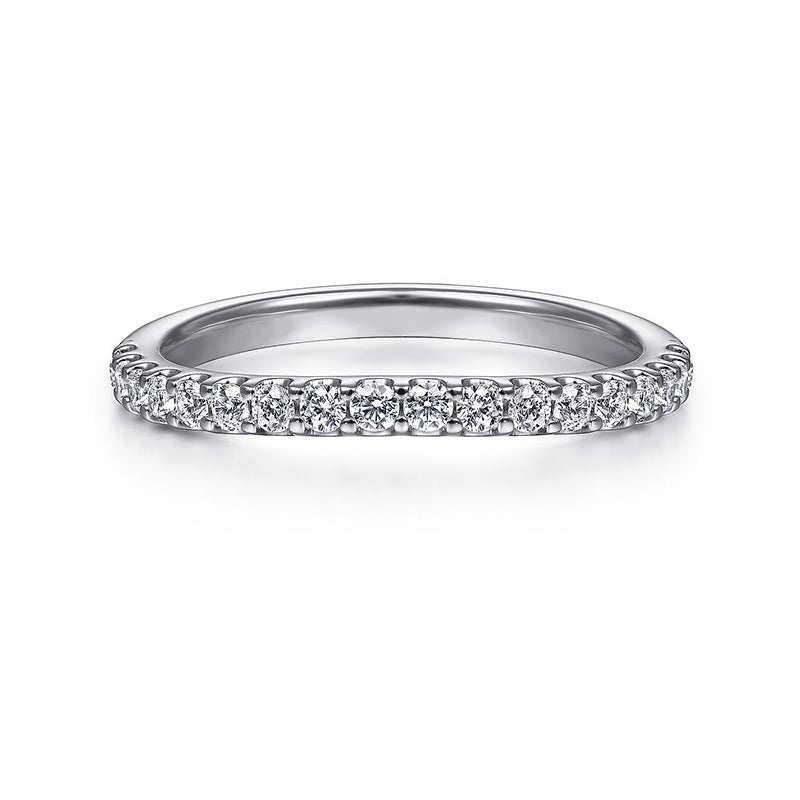 Petite Curved Moissanite Pave Half Eternity Wedding Band