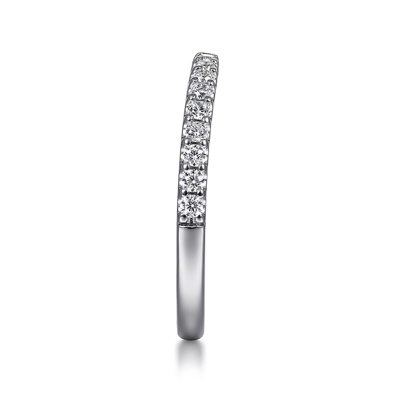 Petite Curved Moissanite Pave Half Eternity Wedding Band