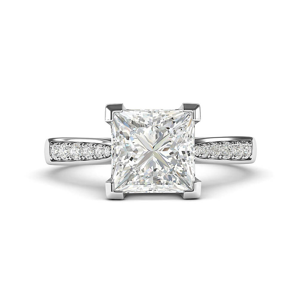 Princess Cut Moissanite Channel Set Engagement Ring