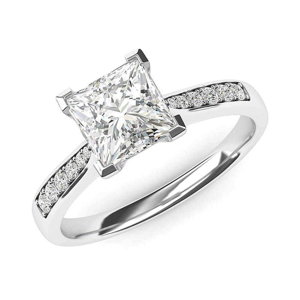 Princess Cut Moissanite Channel Set Engagement Ring