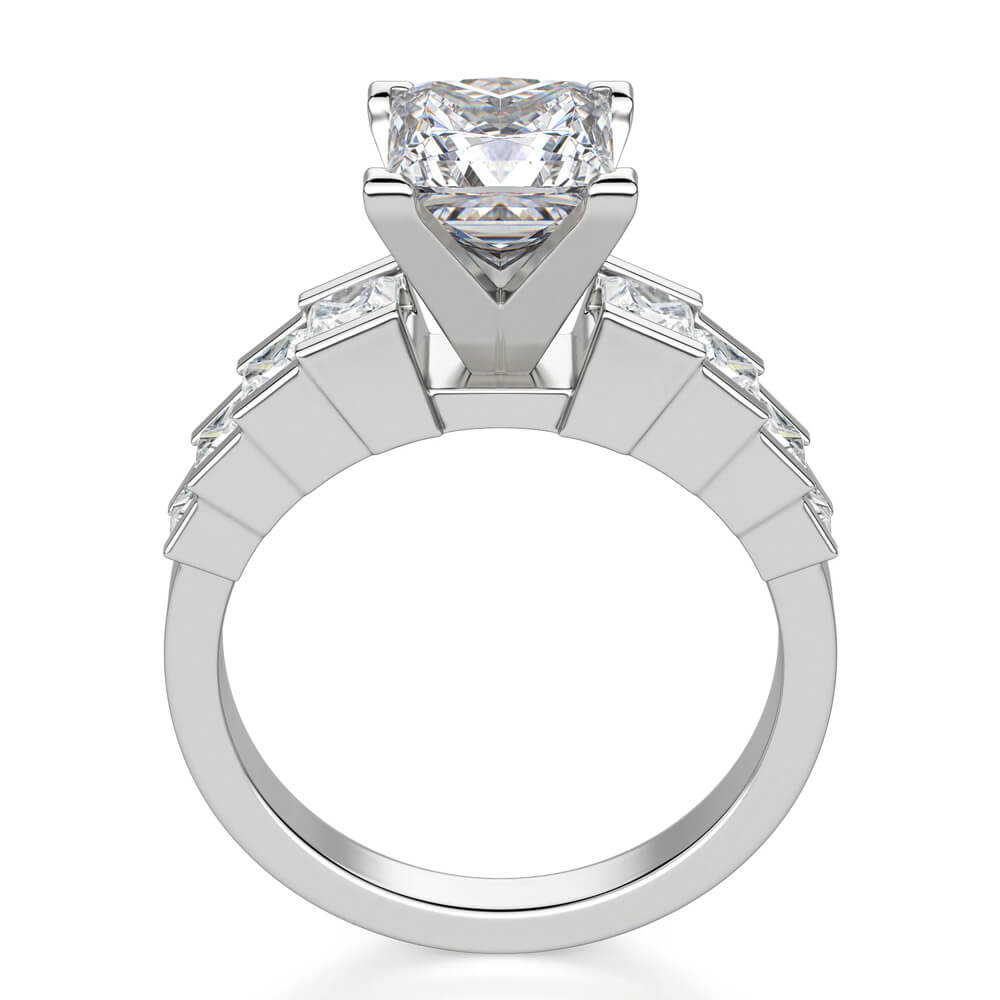 Princess Cut Moissanite Staircase Channel Set Engagement Ring