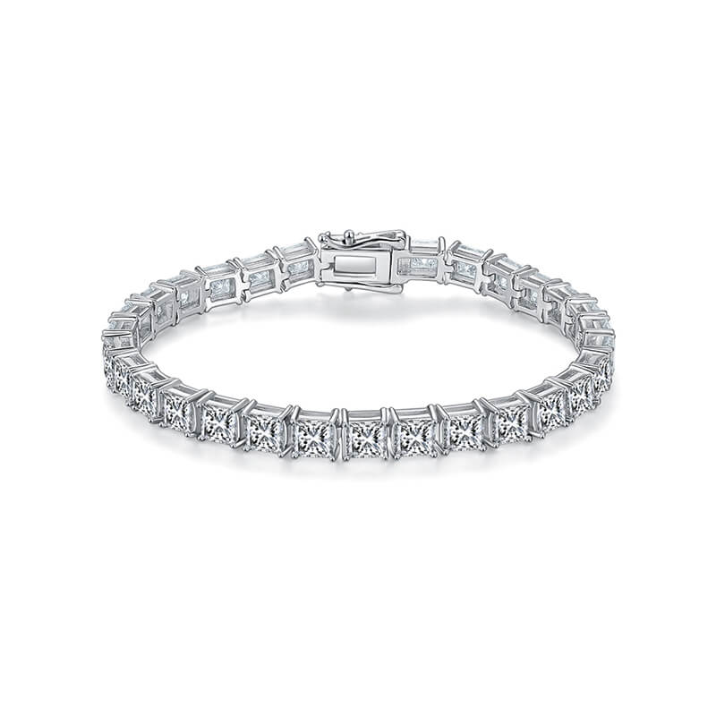 Princess Cut Moissanite Tennis Sterling Silver Bracelet