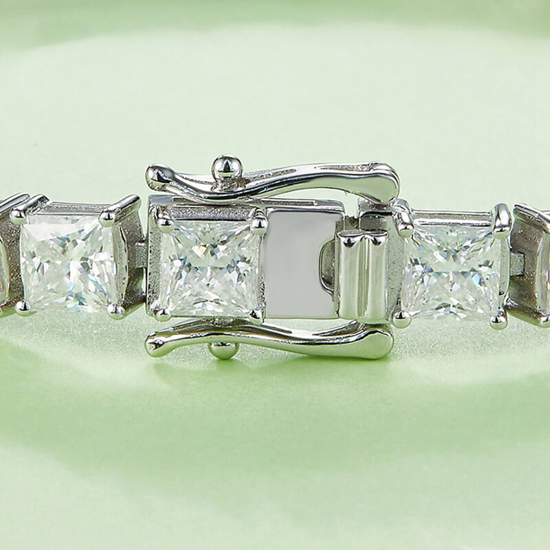 Princess Cut Moissanite Tennis Sterling Silver Bracelet