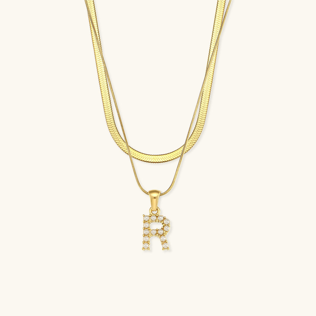 Fiona Layered Gold Initial Letter Necklace