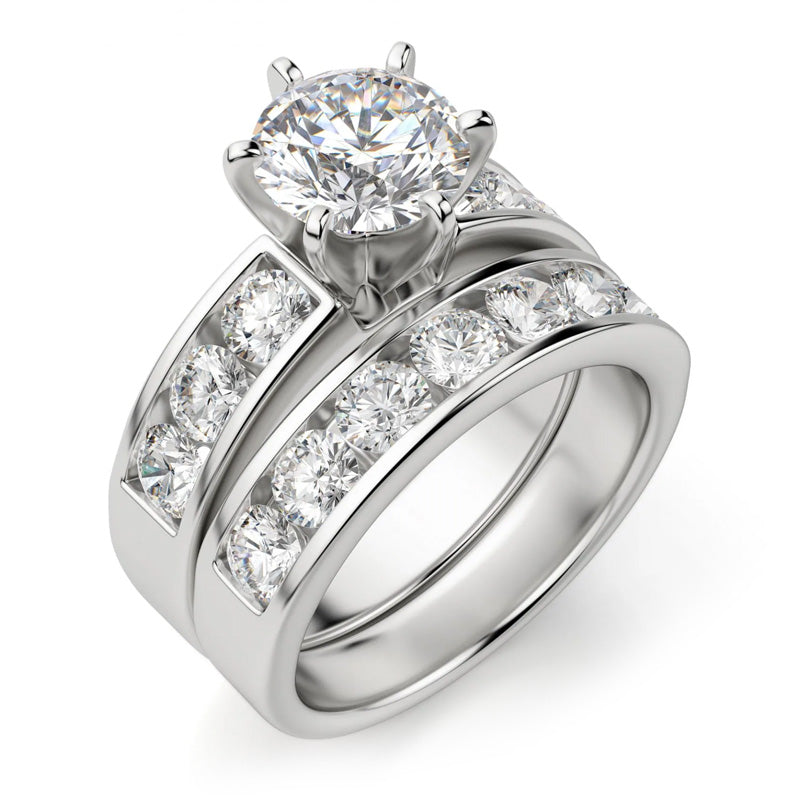 Round Cut Moissanite Channel Set Engagement Ring