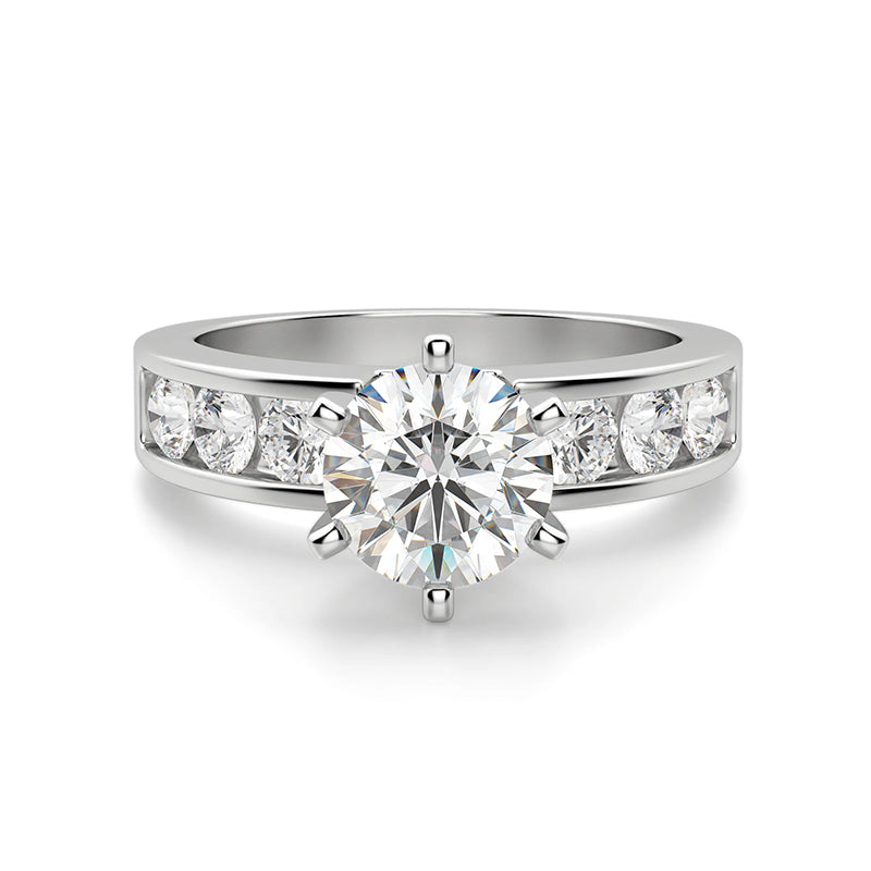 Round Cut Moissanite Channel Set Engagement Ring