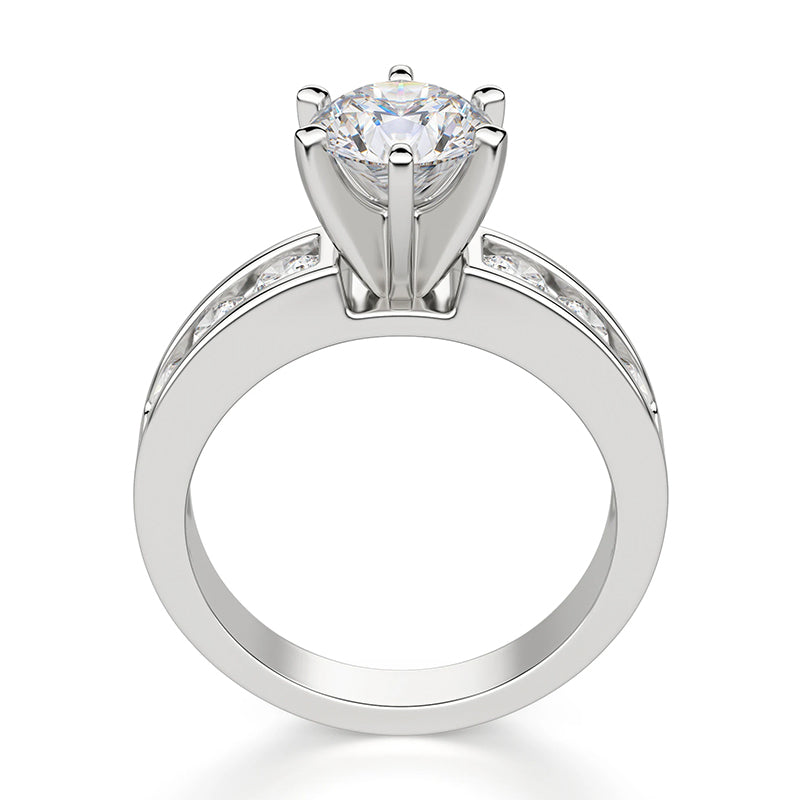 Round Cut Moissanite Channel Set Engagement Ring