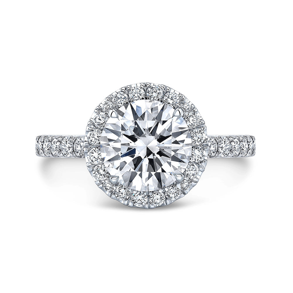 Round Halo Moissanite Pave Engagement Ring