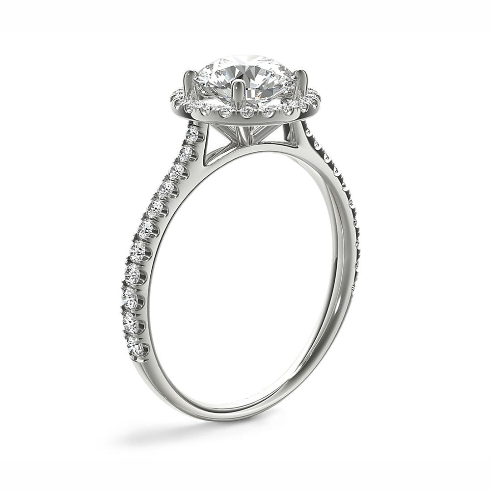 Round Halo Moissanite Pave Engagement Ring