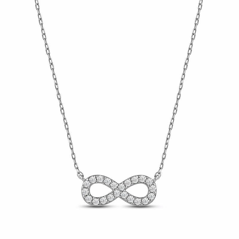 Round Moissanite Infinity Necklace In Sterling Silver