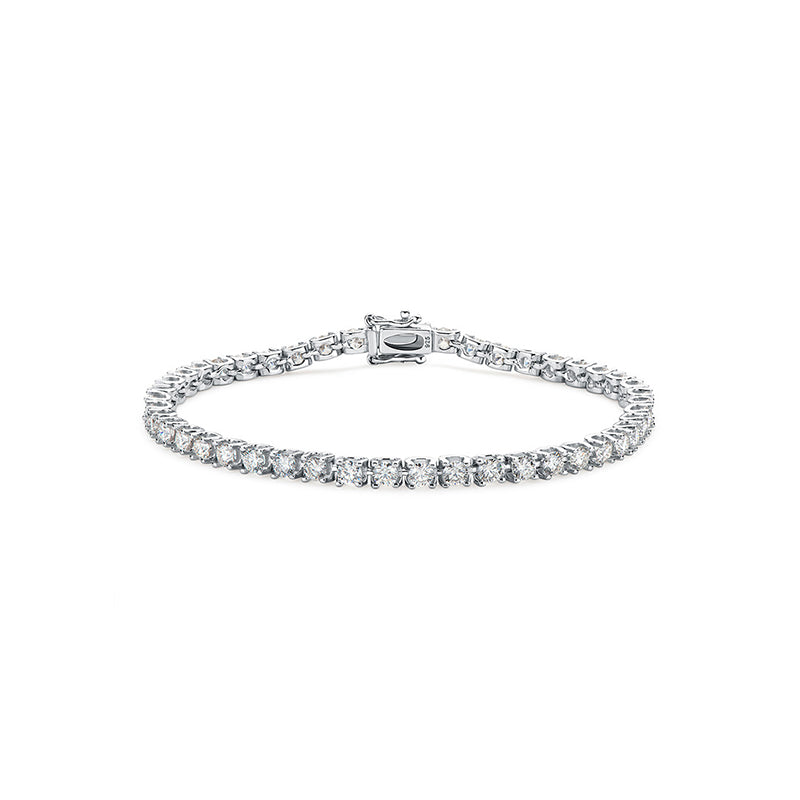 Round Moissanite Sterling Silver Bracelet