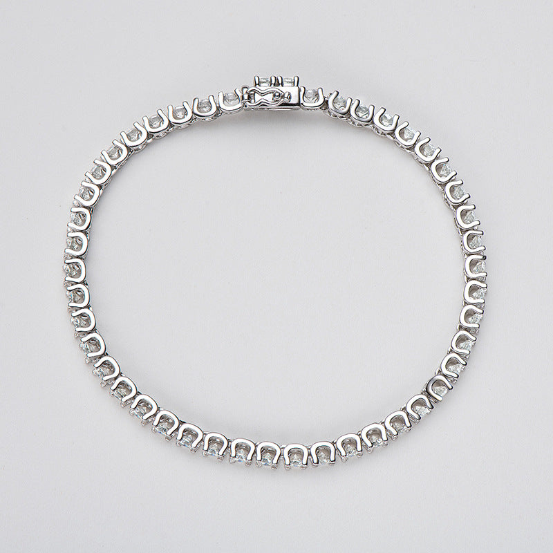 Round Moissanite Sterling Silver Bracelet