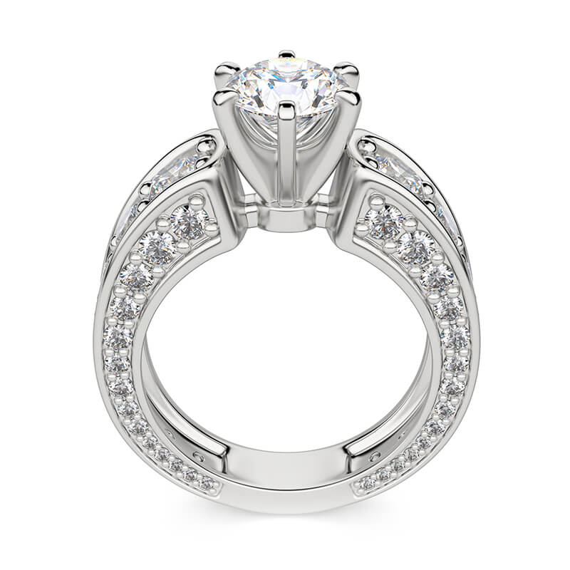 Round Moissanite Triple Channel Set Engagement Ring