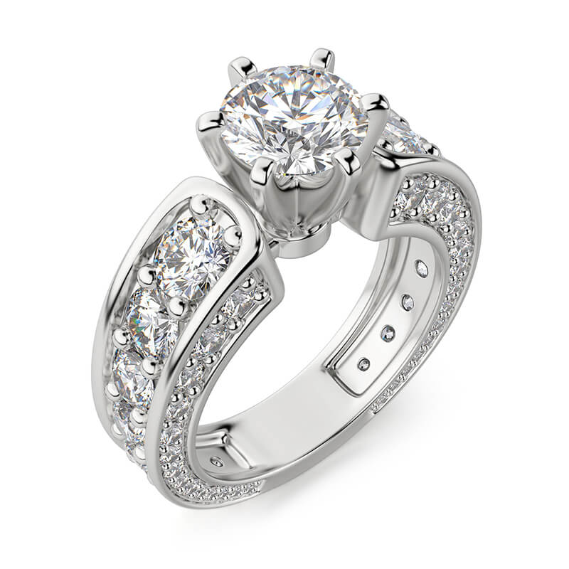 Round Moissanite Triple Channel Set Engagement Ring