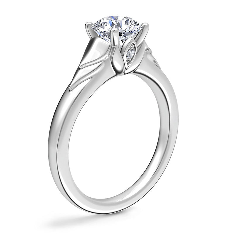 Solitaire Moissanite Chevron Engagement Ring