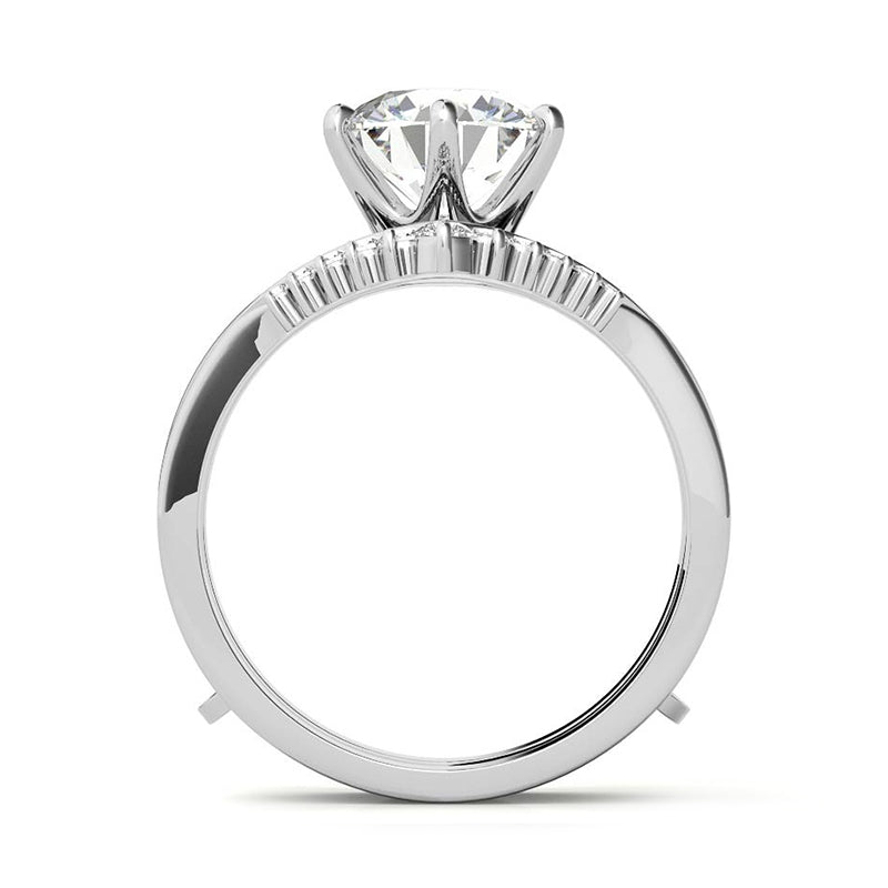 Solitaire Moissanite With Enhancer Shank Bridal Engagement Ring Set