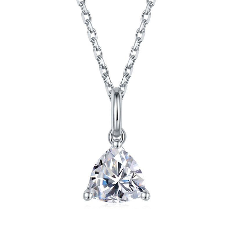 Solitaire Trillion-Cut Moissanite Sterling Silver Necklace Pendant