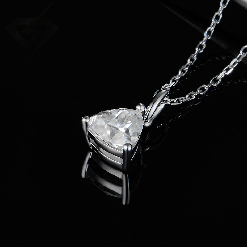 Solitaire Trillion-Cut Moissanite Sterling Silver Necklace Pendant