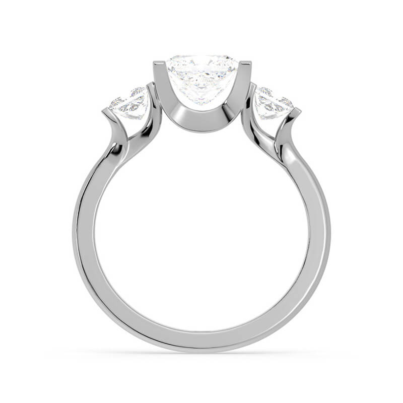 Three Stone Princess Cut Moissanite Bar Set Engagement Ring