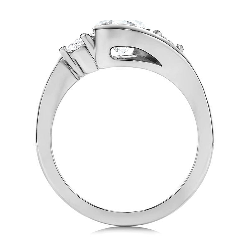 Three Stone Tension Set Moissanite Bypass Engagement Ring