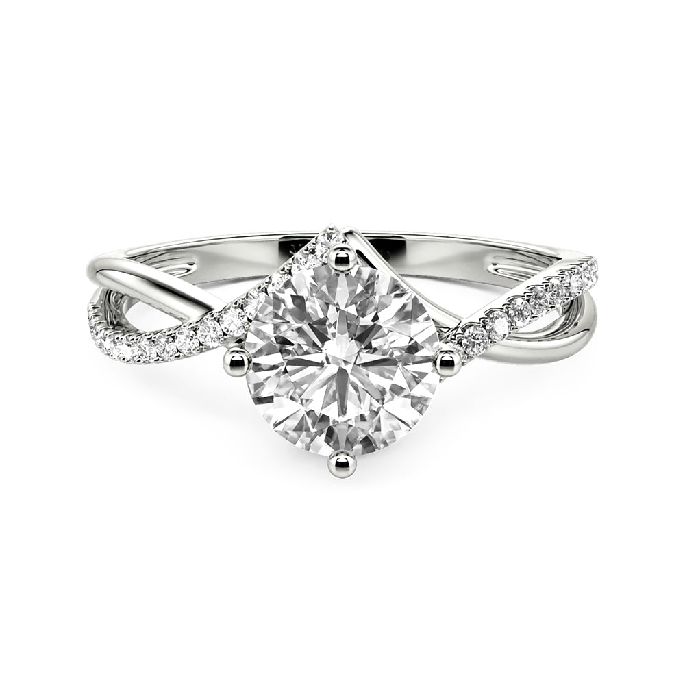 Twisted Bypass Moissanite Pave Engagement Ring