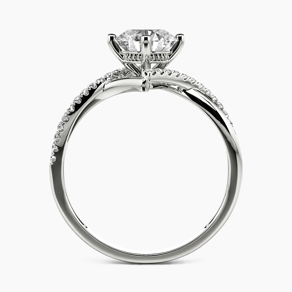 Twisted Bypass Moissanite Pave Engagement Ring