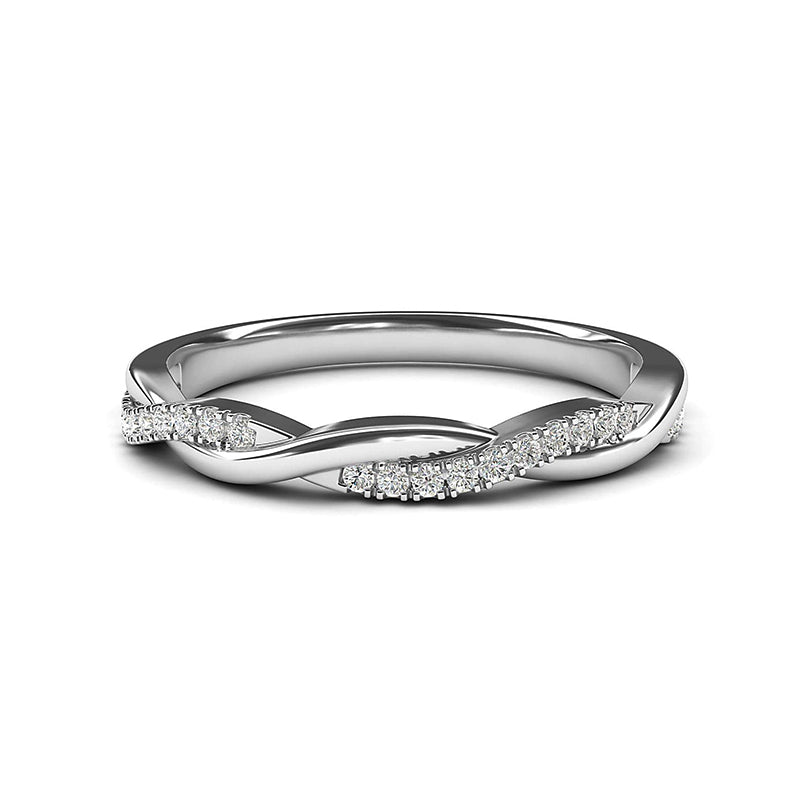 Twisted Vine Moissanite Half Eternity Wedding Band Stackable Ring