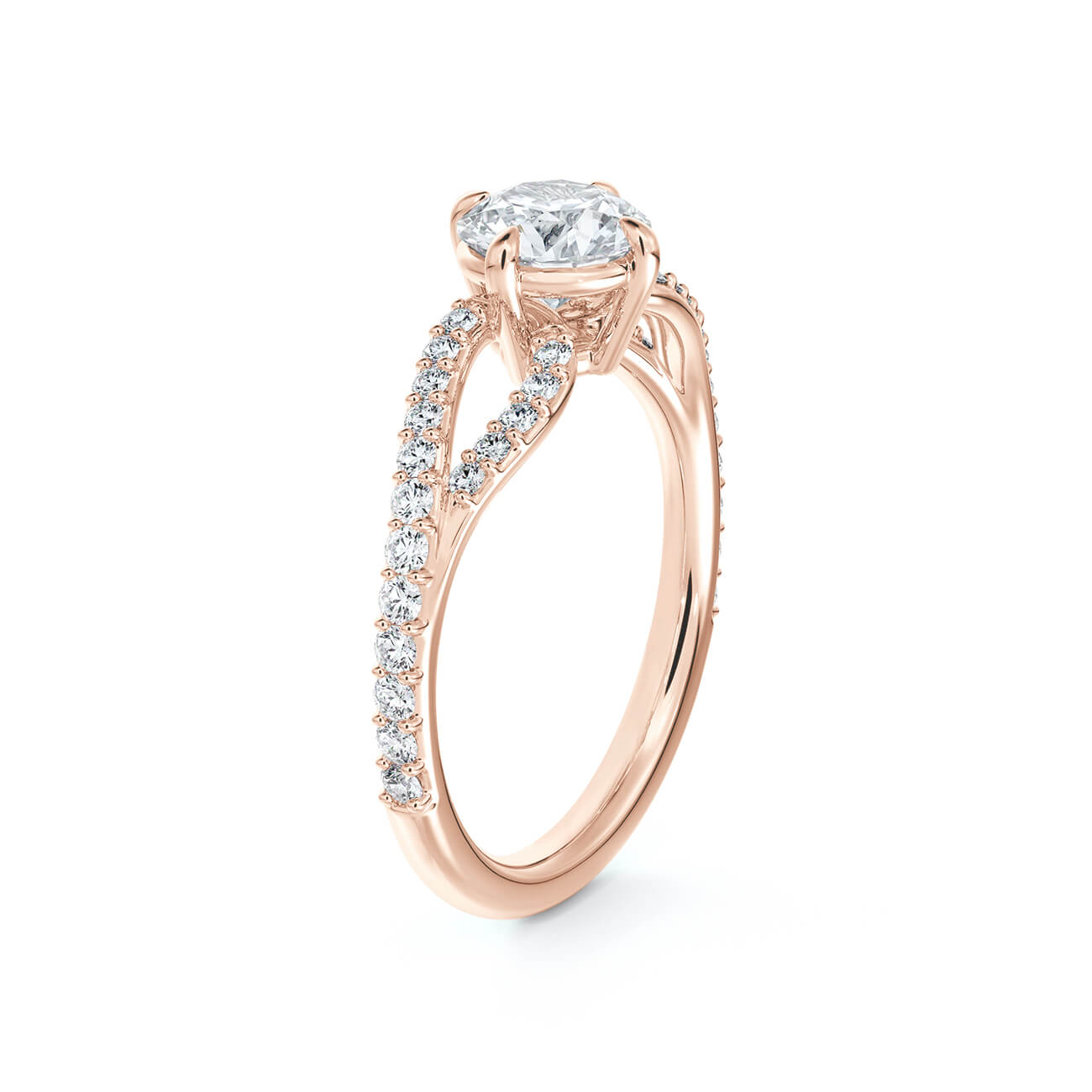 Twisted Vine Round Moissanite Pave Engagement Ring